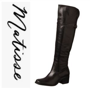 Matisse Sagebrush Black Leather Over The Knee OTK Tall Riding Equestrian Boots 8